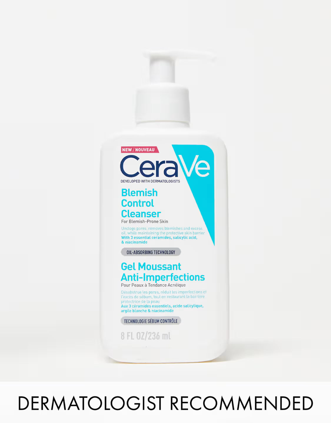CeraVe Blemish Control Face Cleanser with 2% Salicylic Acid & Niacinamide for Blemish-Prone Skin 236ml