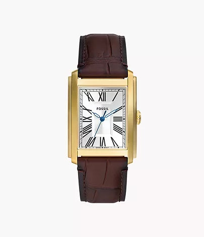 Fossil Carraway Three-Hand Brown Croco Leather Watch