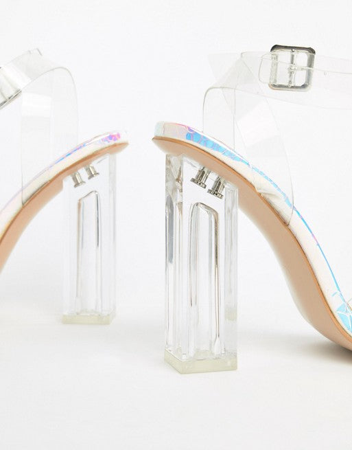 Public Desire Alia Iridescent Clear Heeled Sandals
