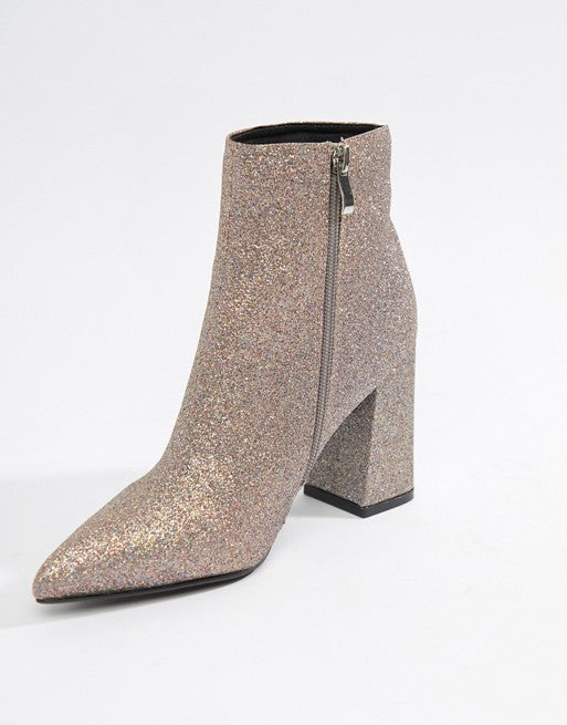 Public Desire Empire Glitter Heeled Ankle Boots