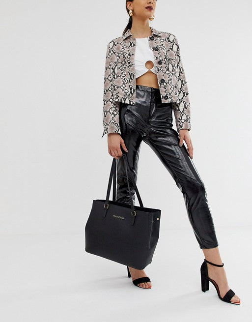 Valentino by Mario Valentino Tumbled Black Soft Tote Bag