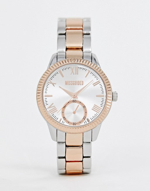 Missguided Bracelet Watch in Mixed Metal