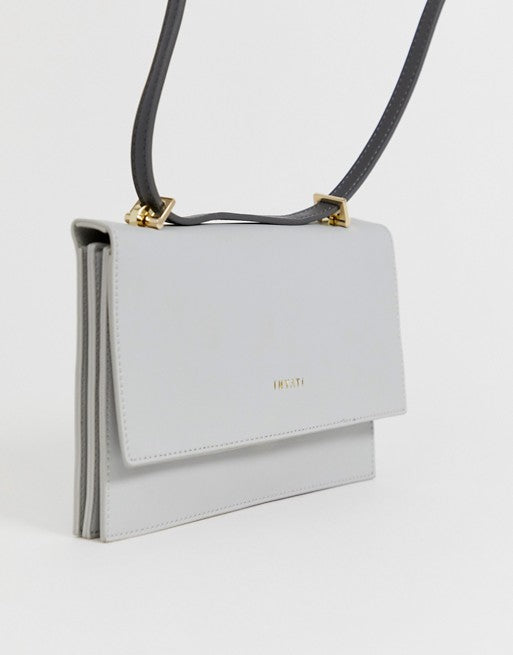 Inyati Light Grey Foldover Triple Compartment Cross Body Bag