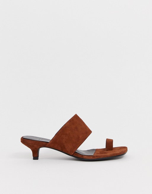Vagabond Polly Brown Suede Toe Strap Kitten Heel Sandals