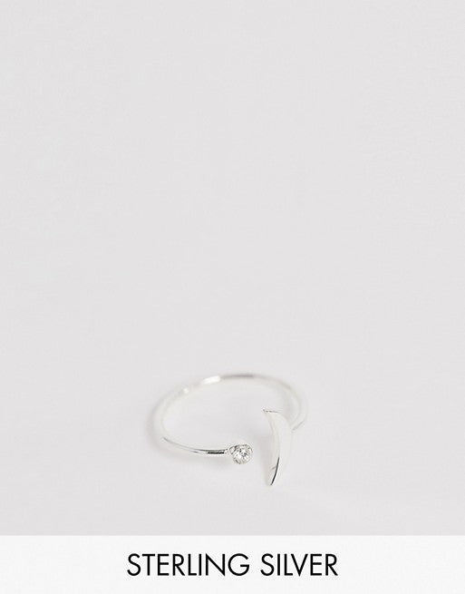 Monki Sterling Silver Moon Ring