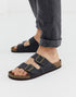 Jack & Jones Slip on Sandals With Leather Buckled Straps in Black