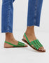 Warehouse Leather Knotted Detail Sandal in Green