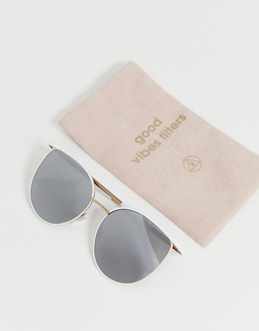 Missguided Cat Eye Sunglasses With White Lenses