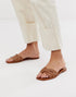 Mango Leather Tan Flat Sandals