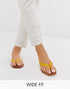 Wide Fit Florence Leather Flip Flop Yellow Sandals