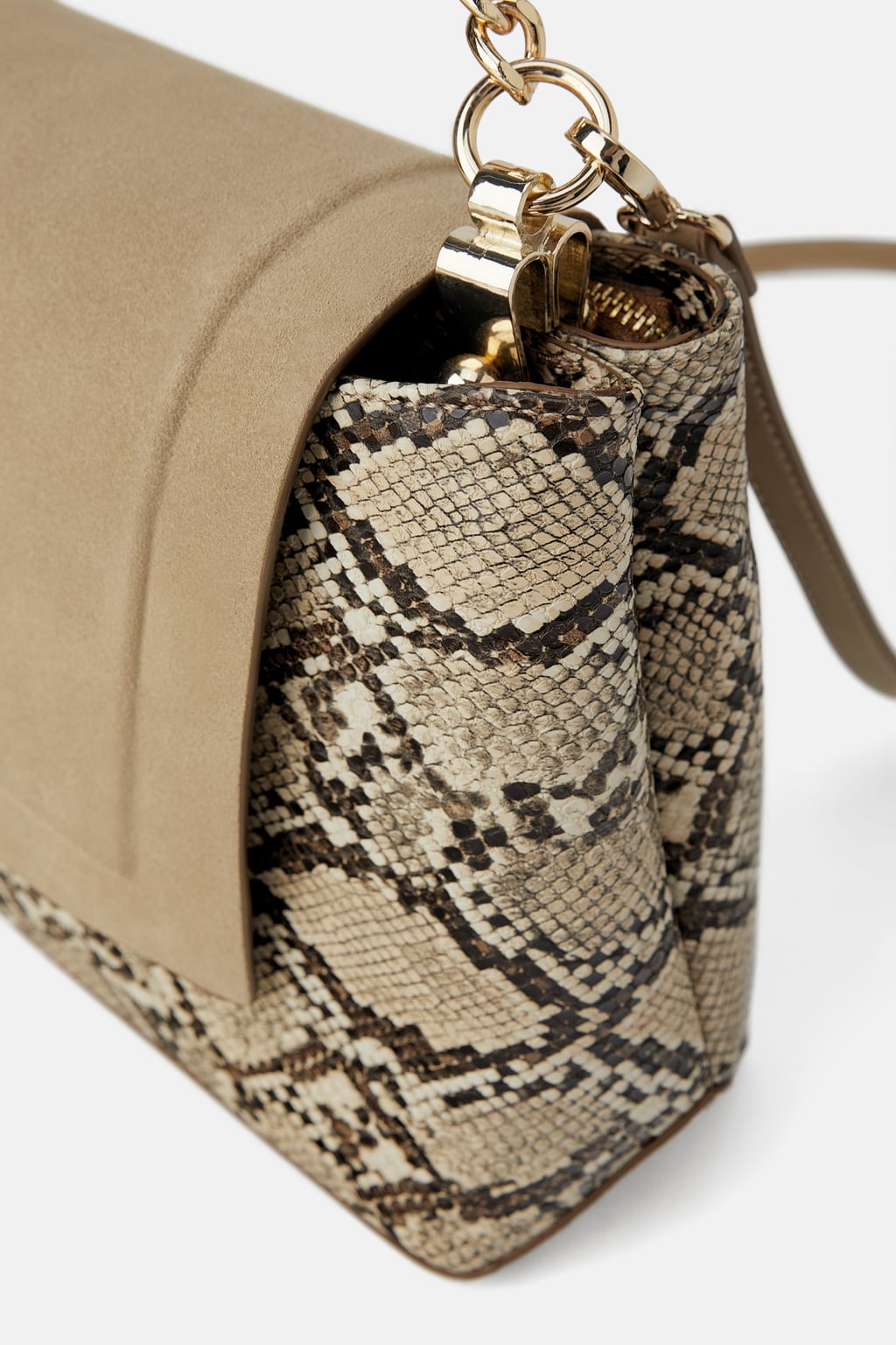 Zara Animal Print Crossbody Bag With Leather Flap