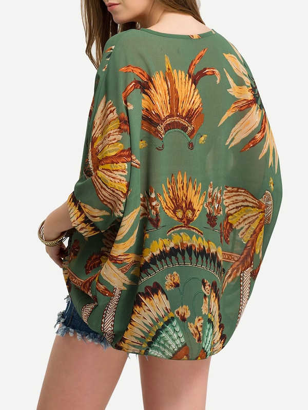 Kimono Sleeve Chiffon Shirt