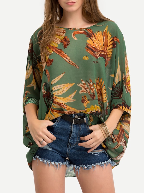 Kimono Sleeve Chiffon Shirt
