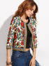 Tribal Print Embroidered Tape Detail Outerwear