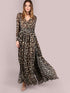 Leopard Print Surplice Neckline Chiffon Dress