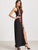 Rose Applique Tied Backless High Slit Maxi Dress