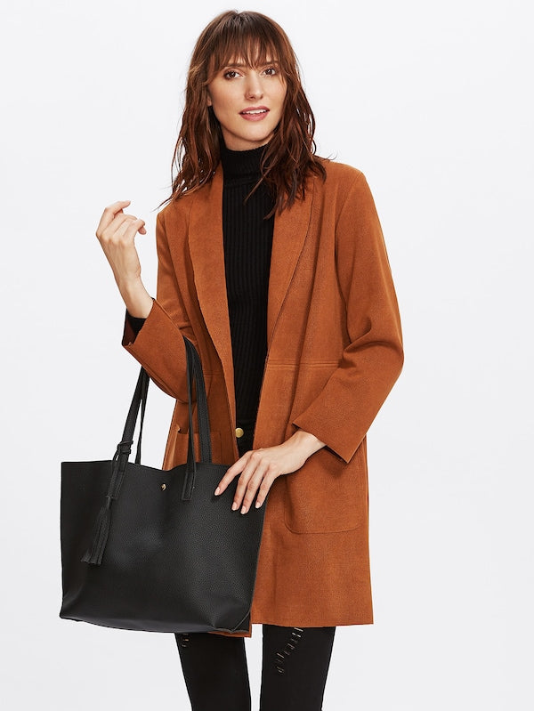 Tassel Detail PU Tote Bag