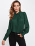 Stand Collar Pleated Blouse