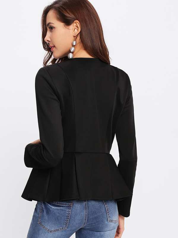 Zip Up Box Pleated Peplum Jacket