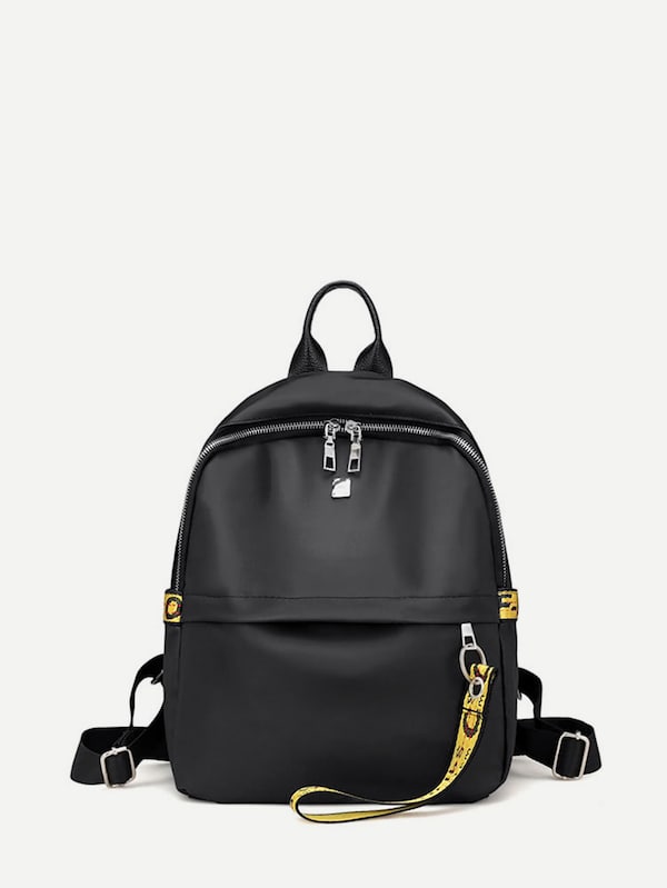 Double Zipper Strap Decorated Backpack