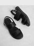 Two Part Flat Black Sandals