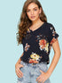 Roll Up Sleeve Floral Top