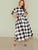 Plus Size Self Belted Gingham Dress