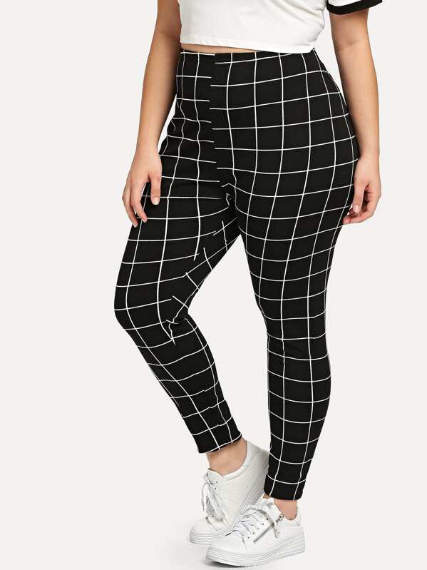 Plus Grid Print Leggings