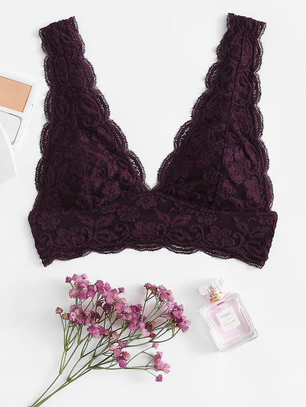 Scalloped Trim Lace Bralette