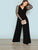 Plus Size Fishnet Sleeve Wide Leg Jumpsuit