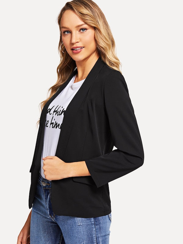 Shawl Collar Solid Blazer