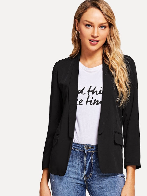 Shawl Collar Solid Blazer