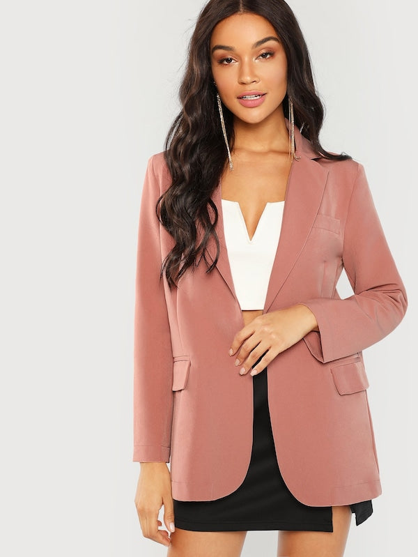 Pink Open Front Blazer