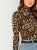 High Neck Leopard Print Fitted Top