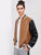 Men Press Button Up PU Bomber Jacket