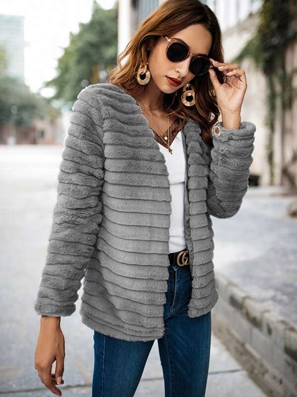 Solid Faux Fur Teddy Coat