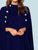 Double Button Mock Navy Poncho Coat