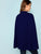 Double Button Mock Navy Poncho Coat