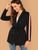 Striped Side Double Breasted Placket Belted Blazer