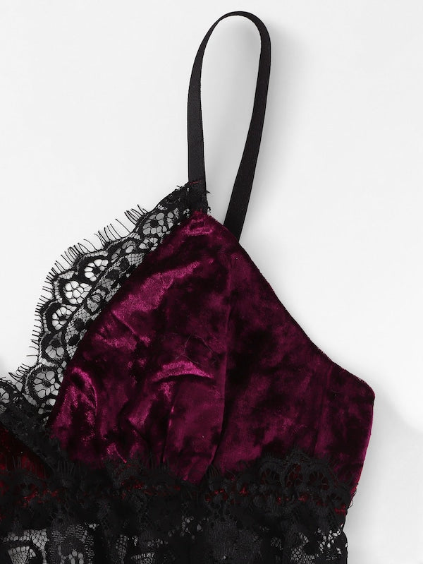 Lace Trim Split Cami Top & Shorts