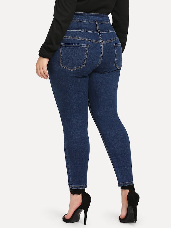 Plus Size High Waist Button Up Jeans