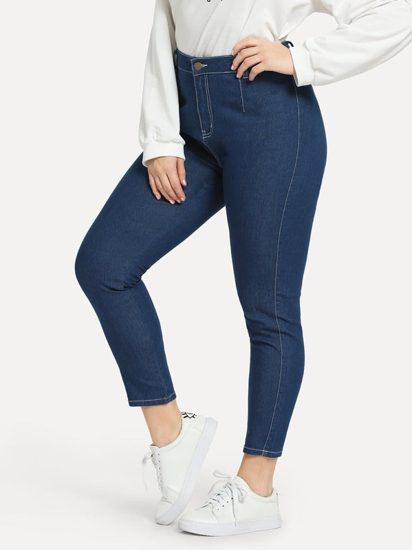 Plus Contrast Stitch Skinny Jeans