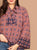 Plus Pussy Bow Scarf Print Bell Sleeve Top