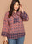 Plus Pussy Bow Scarf Print Bell Sleeve Top