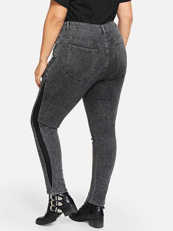Plus Contrast Panel Skinny Jeans