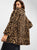 Notch Collar Leopard Print Teddy Coat