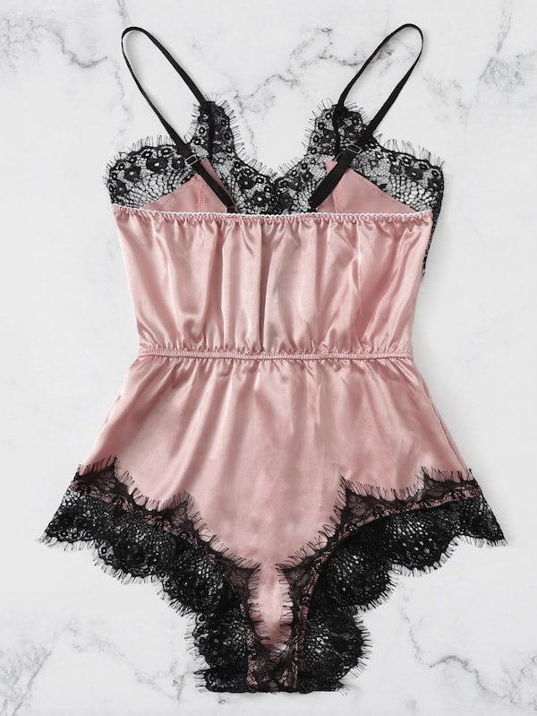 Lace Trim Romper Bodysuit