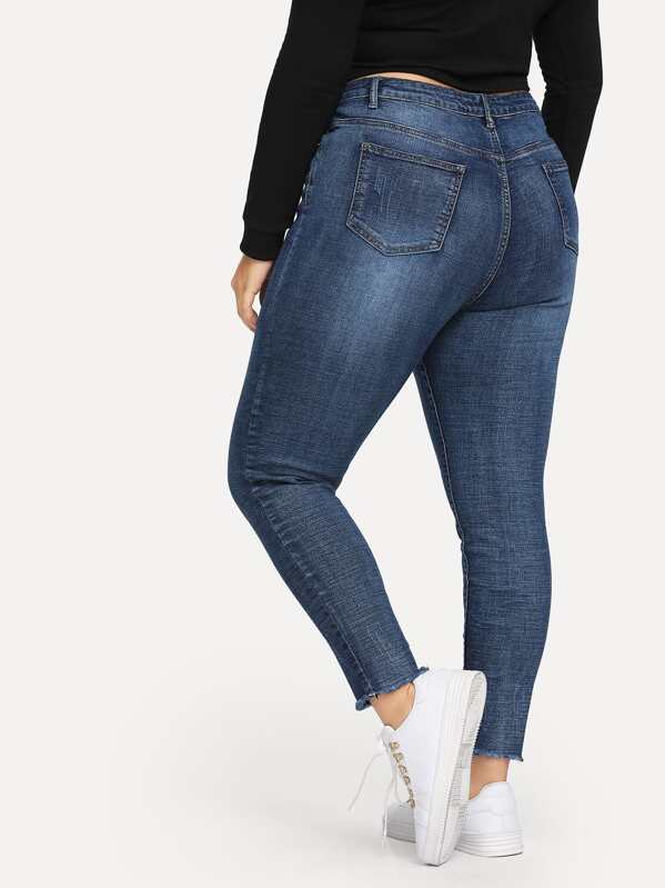 Plus Raw Hem Skinny Jeans
