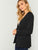 Hook And Eye Closure Solid Blazer in Black