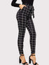 Skinny Grid Trousers With Belt